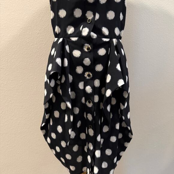 Michael Kors Black White Polka Dot Sleeveless Shirt Mini Dress 6 Pinup Designer - Picture 4 of 8